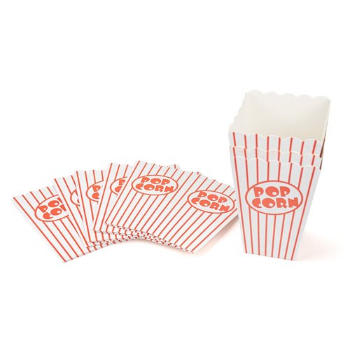 Bekith 100 Pack Paper Open-Top Popcorn Box, Popcorn Containers Striped Red and White, Great for Movie Theater Party