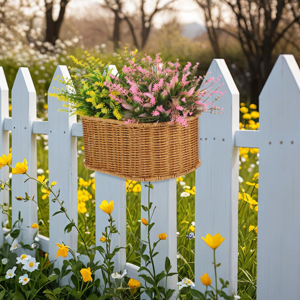 Luxshiny Wall-Mounted Storage Basket - Stylish Woven Hanging Basket for Kitchen Bathroom and Living Room Ideal for Organizing Fruits Vegetables and Flowers 11.02X6.69X6.1 Inches