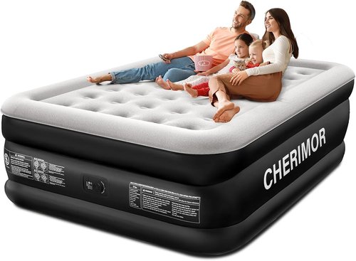 CHERIMOR Queen Air Mattress - 18" Raised Comfort with Built-In Pump | Leak-Proof Design, Supports 800 lbs