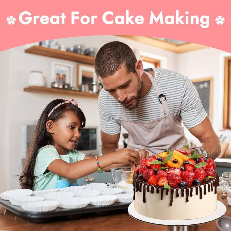 40 Pcs 9inch White Cake Boards,Cake Boards 9 inches Round,Food-Graded Corrugated Cardboard Cake Rounds Ideal for Baking, Cake DIY, Dessert and Crafting(White, 9inch/40Pcs)