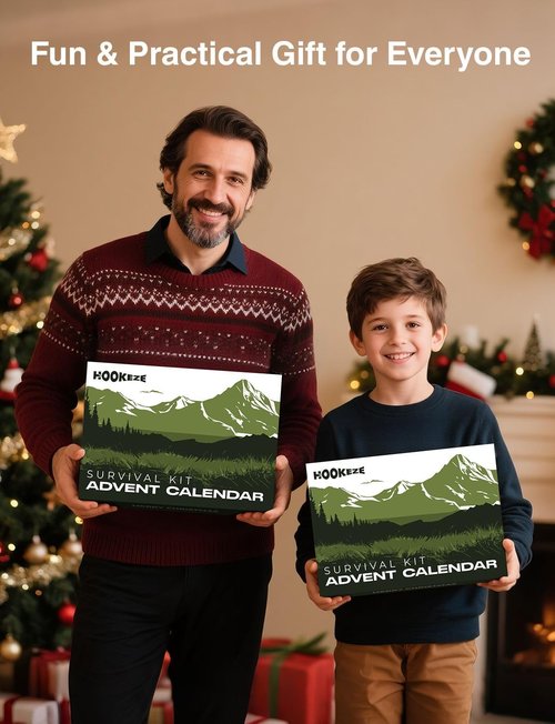 HOOK-EZE Survival Kit Advent Calendar 2025 - 24 Days of Essential Survival Gear for Camping & Hiking Gifts