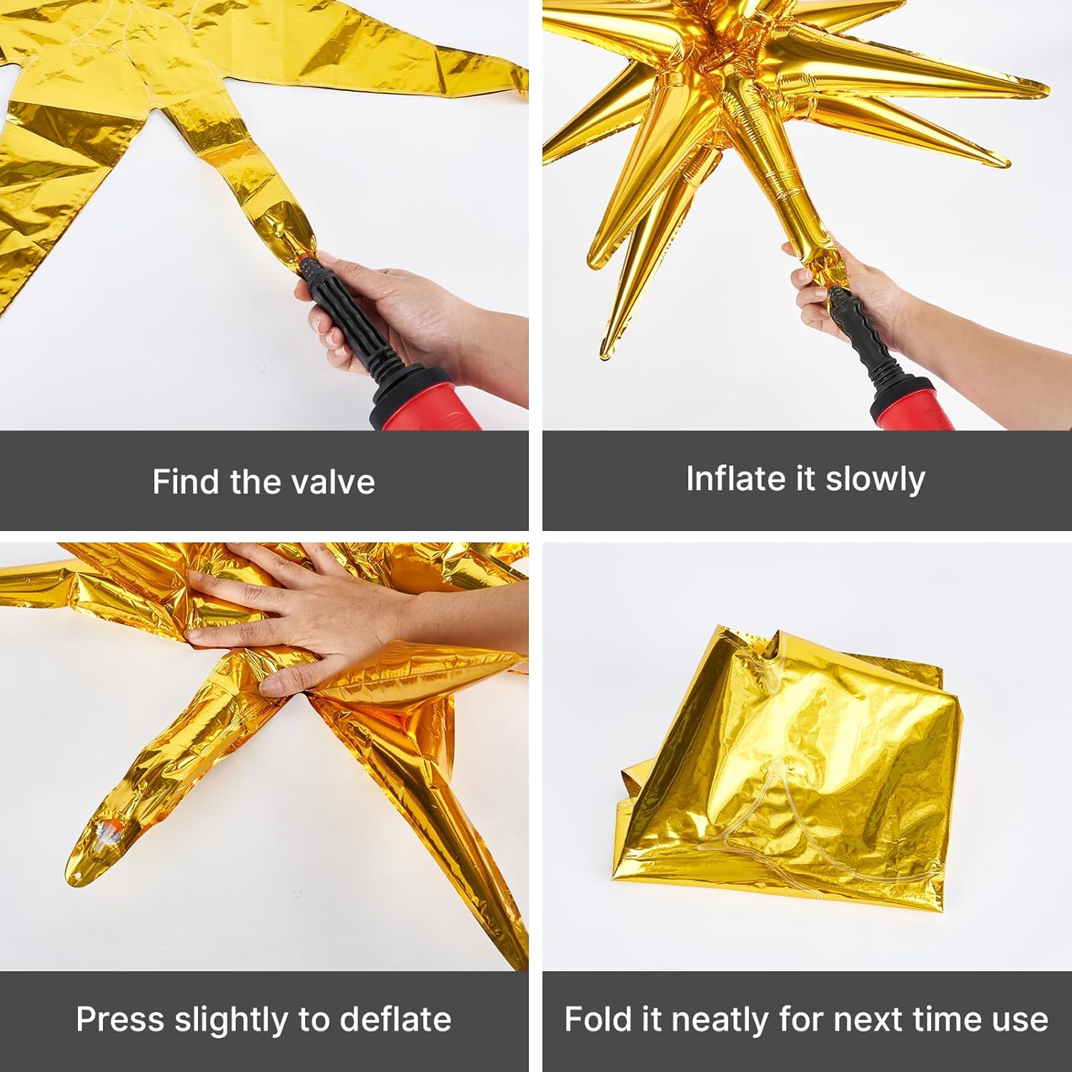 PartyWoo Metallic Gold Star Foil Balloons - 6-Piece Set in 22-Inch Sizes | Perfect for Graduation, Weddings & Birthdays