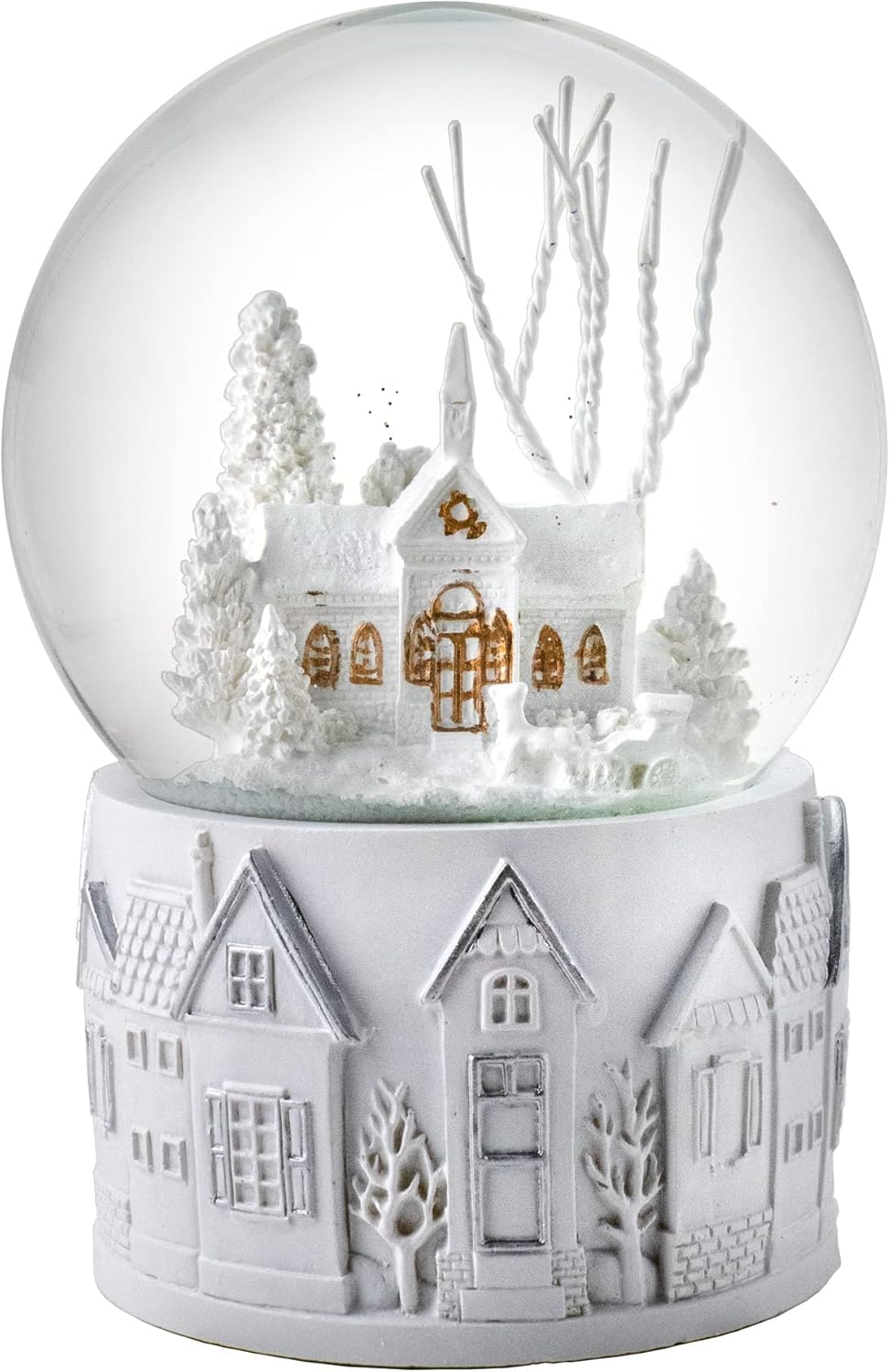 San Francisco Music Box Company - 100MM White Christmas Scene Snow Globe | Festive Holiday Decor
