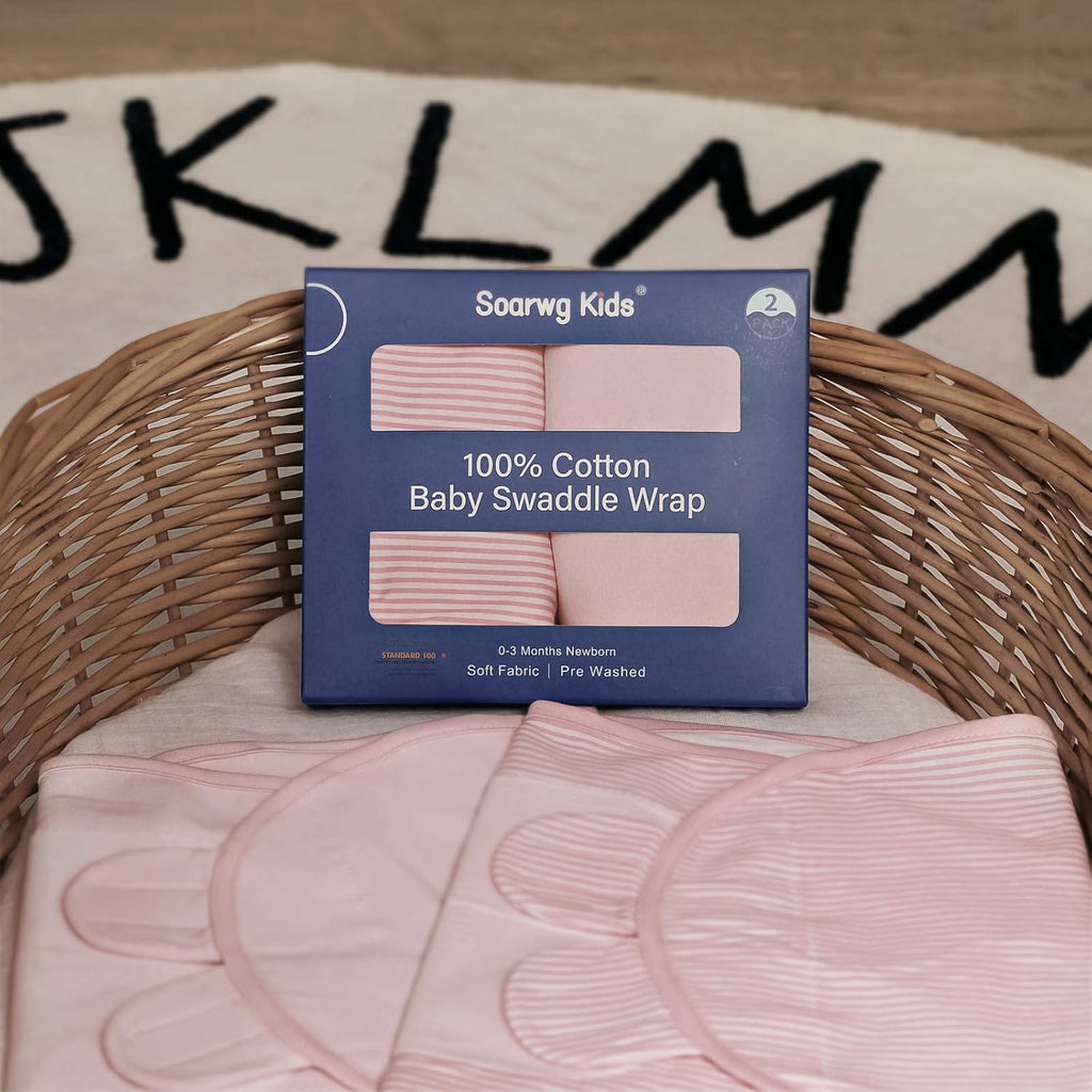 Skiennix Organic Baby Swaddle Sleep Sacks - 100% Cotton, Soft & Snug 2-Pack for Newborns 0-3 Months