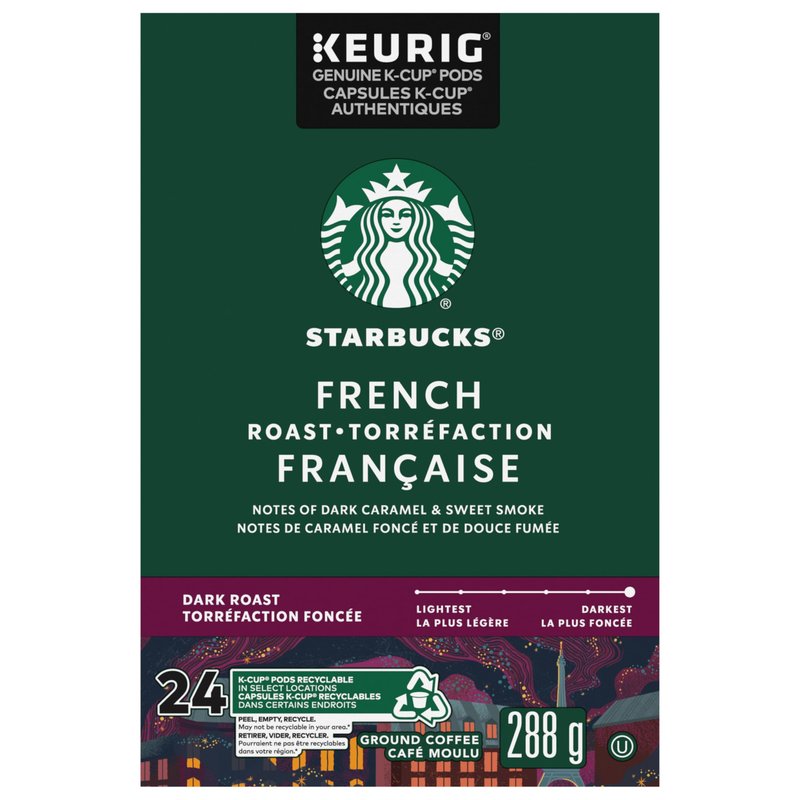 Starbucks French Roast, Dark Roast Coffee, Single Serve Keurig K-Cup Pods, 24 Capsules