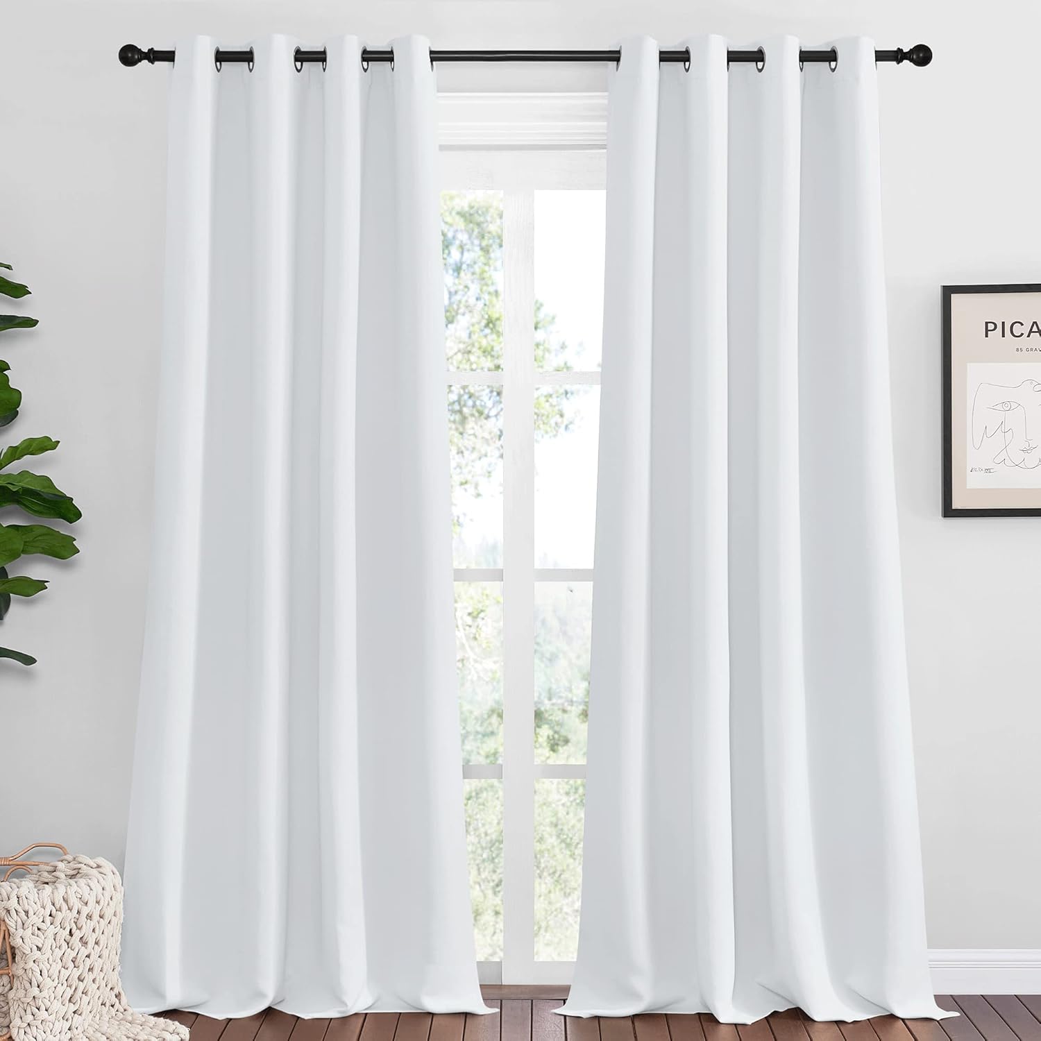 NICETOWN Room Darkening Curtain Panels - Thermal Insulated Curtains for Bedroom/Nursery | 55" W x 90" H, Greyish White