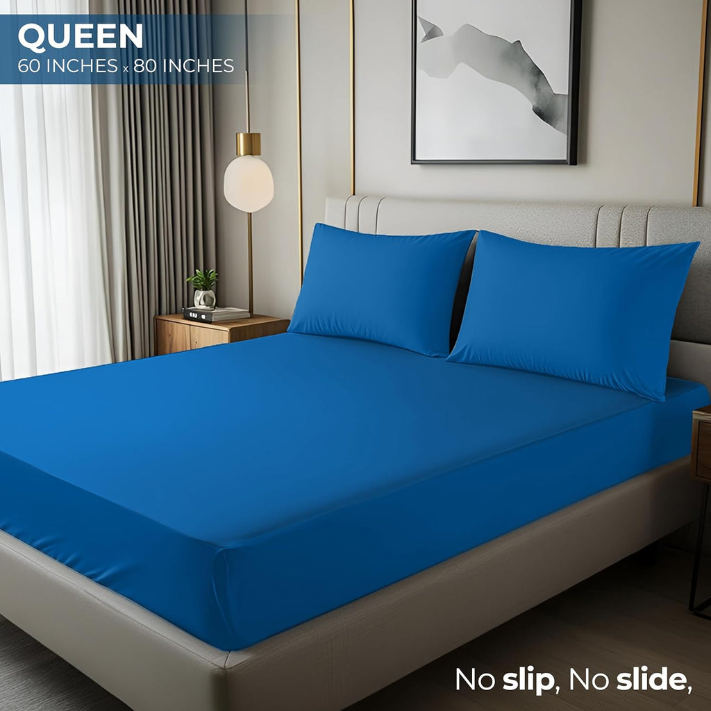 Utopia Bedding Queen Fitted Sheet - Soft Microfiber - Deep Pocket - Fade Resistant - Dusk Blue