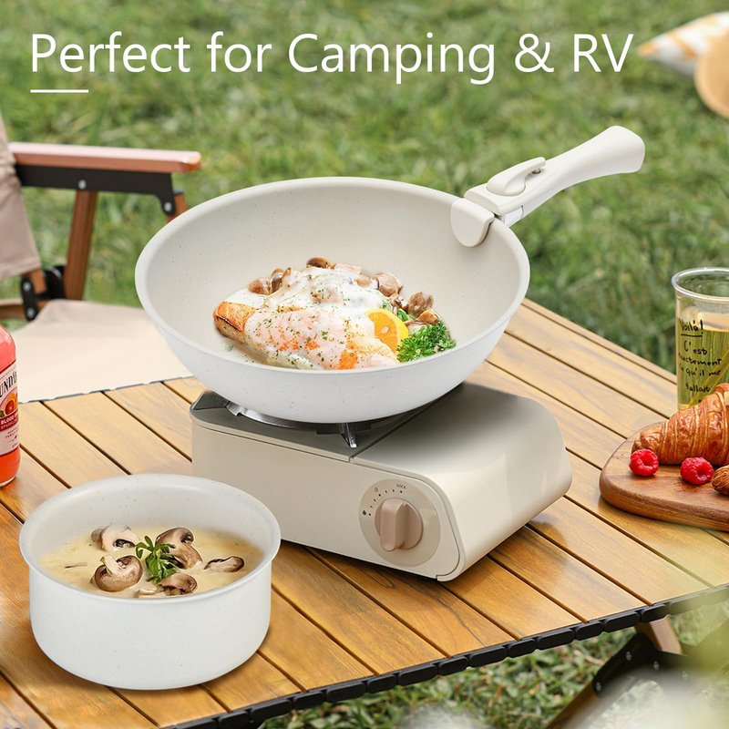 Pots and Pans Set Non Stick (White-7p)