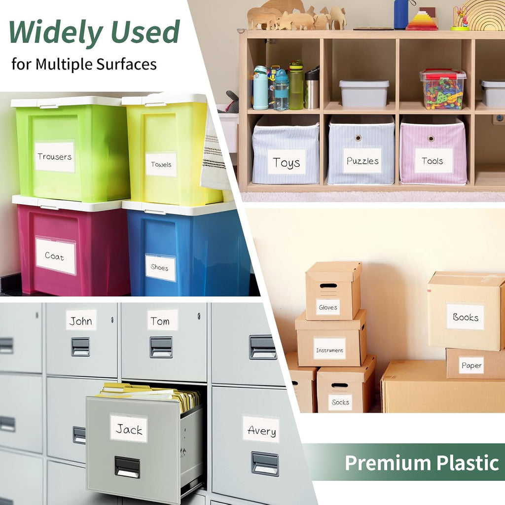 NIUBIER Storage Bin Labels - 42 Pack Clear Adhesive Pockets | Removable Tote Stickers for Easy Packing