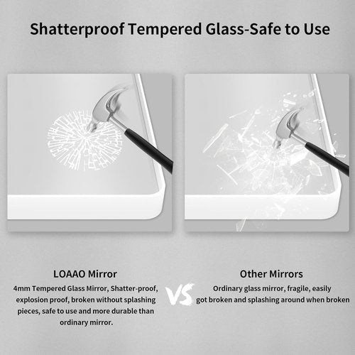 LOAAO Bathroom Mirror - 72x32 Inch White Metal Framed, Large Rounded Rectangle, Anti-Rust Tempered Glass | Versatile Wall Hanging