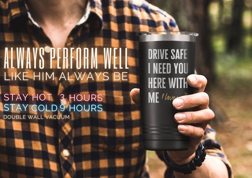 Onebttl Stainless Steel Tumbler for Boyfriend, Husband or Him - 20oz Drive Safe Gift for Birthday, Anniversary