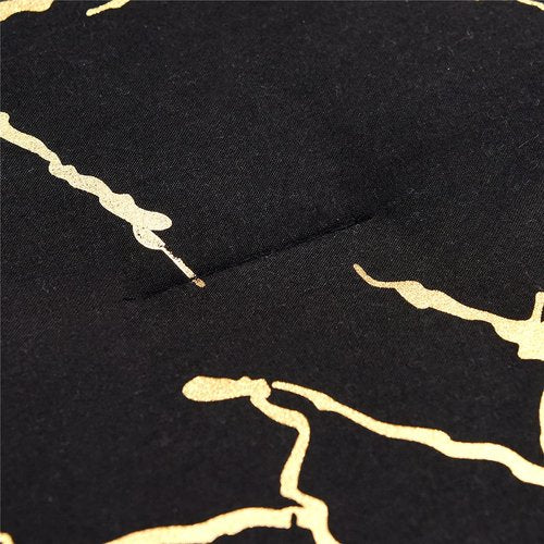 Holawakaka Gold Metallic Marble Comforter Set King Size Foil Print Glitter Bedding Sets,Black/Gold,King