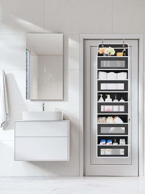 JARLINK Over The Door Organizer - 5 Shelf Hanging Storage with Large Capacity Pockets | Black