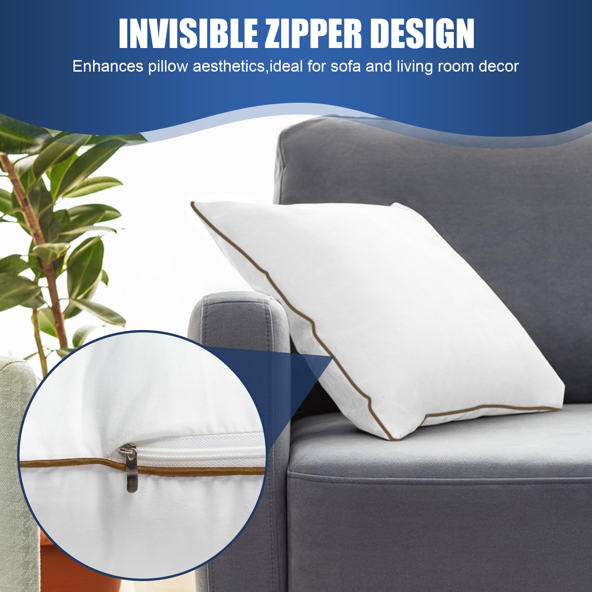 Yaltar 18x18 Pillow Inserts Set of 2, Soft Fluffy Down Alternative Throw Pillow Inserts, 18x18 White Square Decorative Throw Pillows for Couch