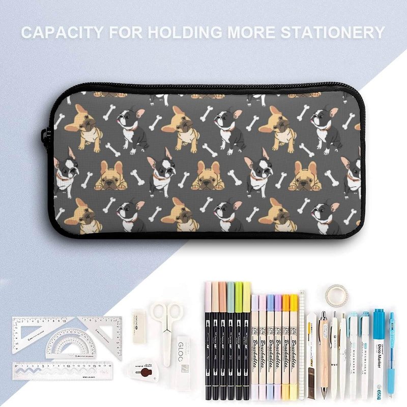 Homieblanket French Bulldog Backpack with Lunch Box & Pencil Case, 16 Inch Cute Dogs Themed Bookbag, Adjustable Lightweight, Colorful Backpacks Set for Kids Girls Boys