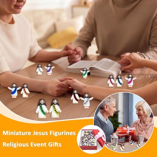 Keway Mini Jesus Figures - 44 PCS Rubber Pocket Figurines for Easter, Baptism & Party Favors | 11 Colors, 2 Styles