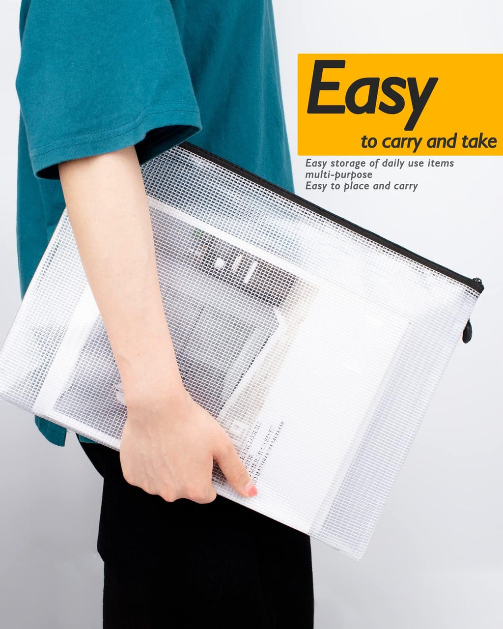 SUNEE Mesh Zipper Pouches - Water-Resistant Organizers for School & Office Supplies | 21-Pack Black Set