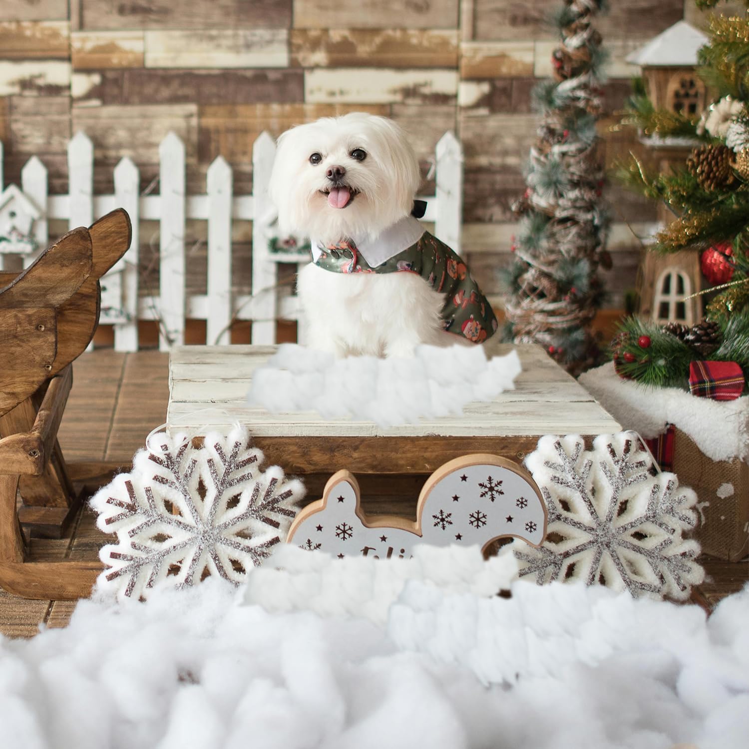 Skiennix Christmas Fake Snow Decoration - 17 OZ Fluffy Artificial Cotton for Winter Village & Crafts