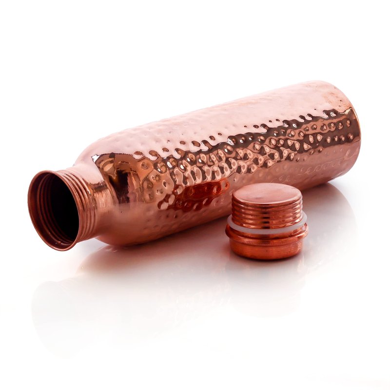2activelife Hammered Design Pure Copper Water Bottle Seamless Leakproof Water Bottle For Home, Office, Hotel, Travelling and Gifting Drink More Water and Immediately Reap the Health - 33.81 Fl Oz