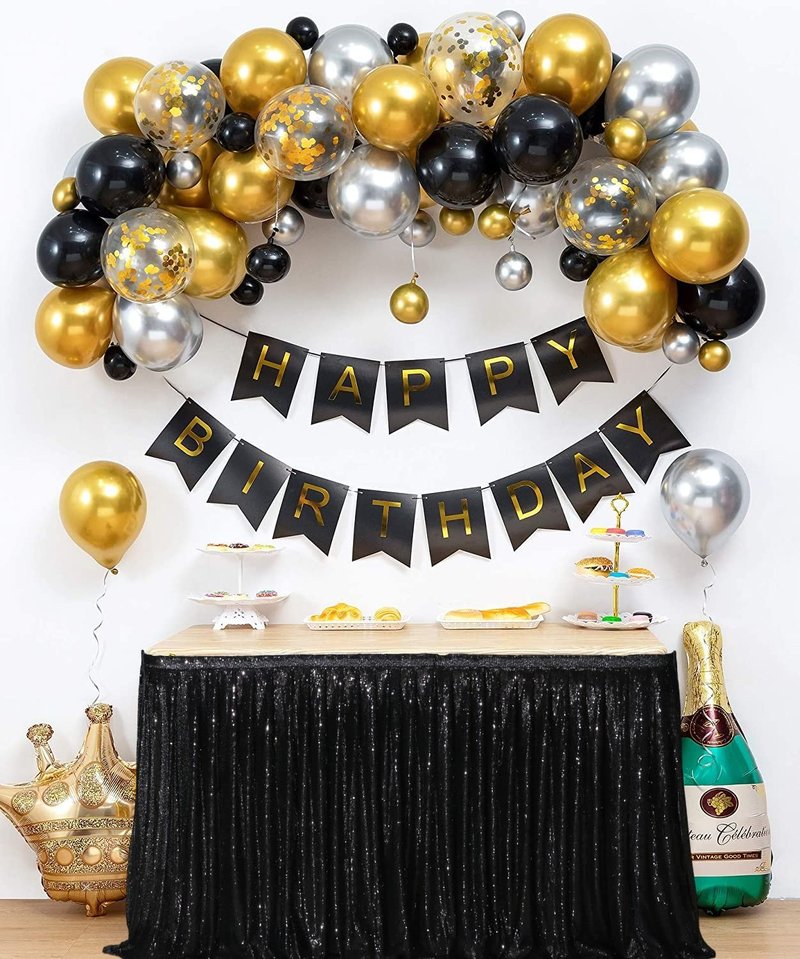Poise3EHome 14ft Sequin Table Skirt, Rose Gold Table Skirt for Rectangle/Round/Square Tables for Party Wedding Birthday Christmas