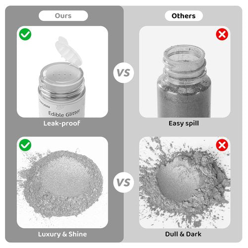 Edible Glitter by Edible Art | Sparkling Food Dust for Cupcakes, Cookies & Drinks - Silver, Kosher Certified