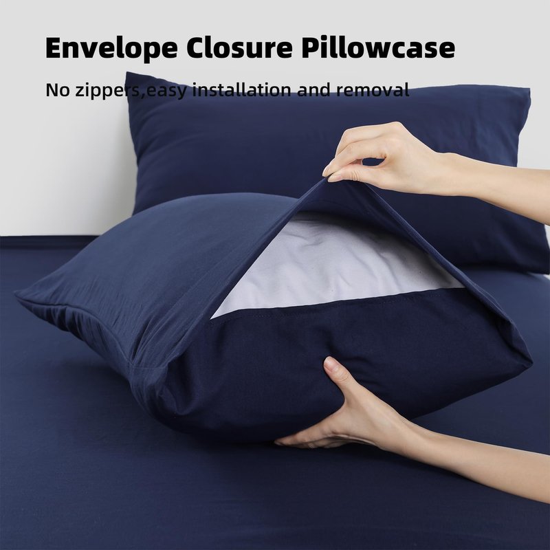 AKK Navy Blue Sheet Set Twin Size - Soft Microfiber Bed Sheets for Extra Deep Pocket, Hotel Luxury Cooling Bedding Sets, Wrinkle Free Oeko-Tex, 4 Piece