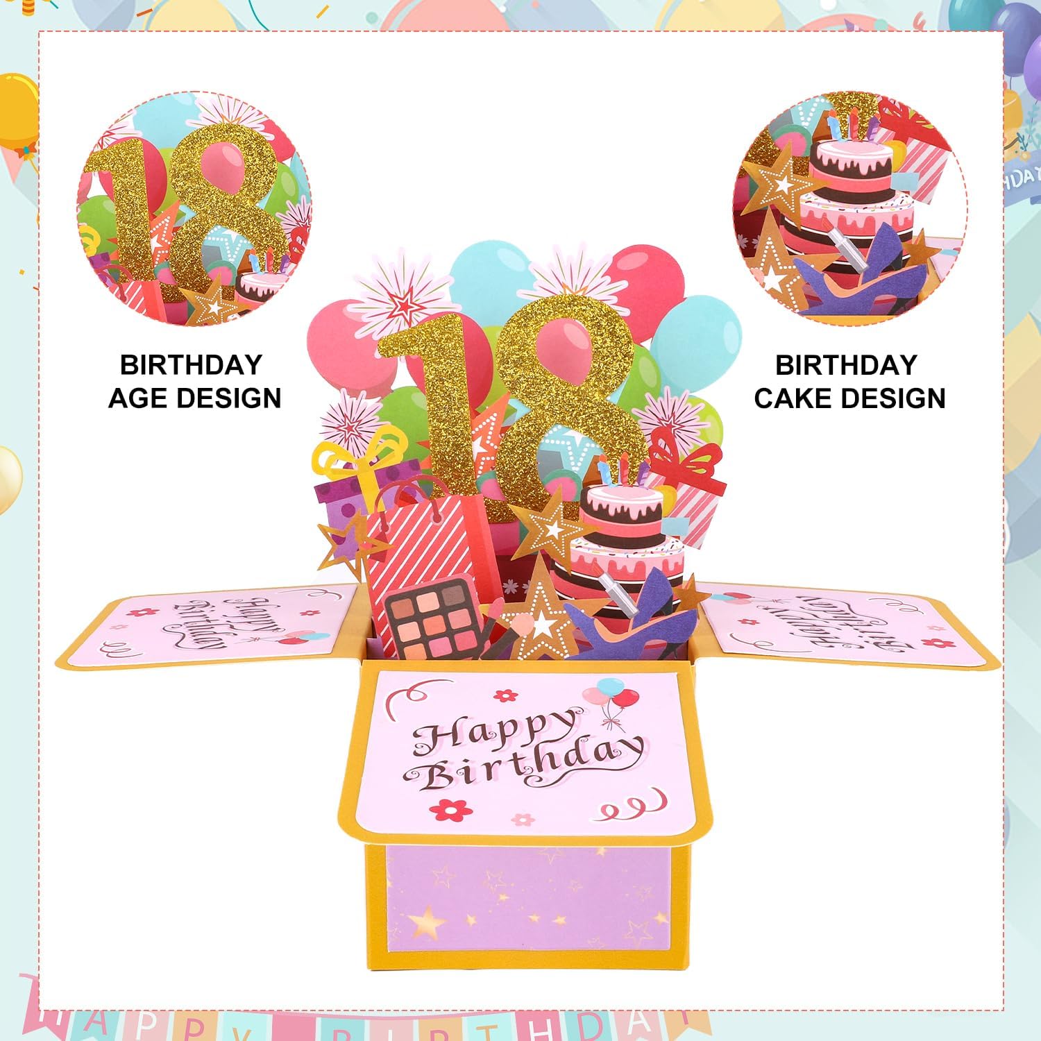 PEUTIER 3D Happy Birthday Pop-Up Card - Creative Design with Classic Envelope & Note for Men & Women