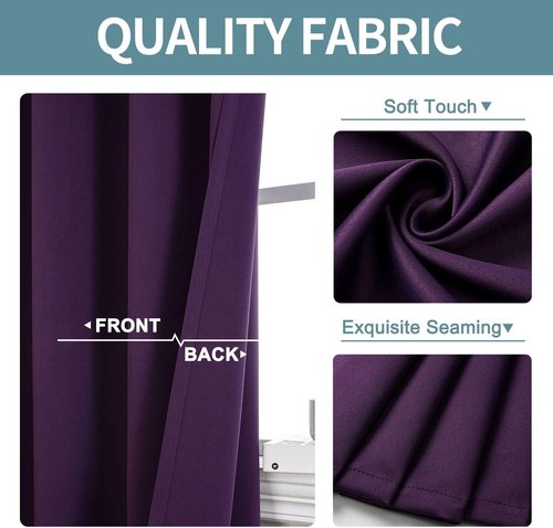 ChrisDowa Blackout Curtains - Thermal Insulated Grommet Panels for Living Room | Royal Purple, 52 x 108 Inch