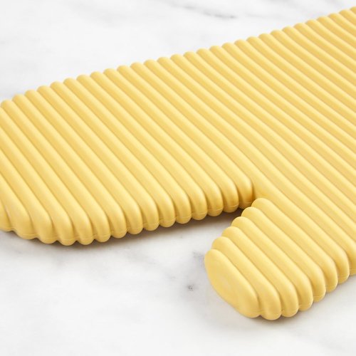 KitchenAid Ribbed Soft Silicone Oven Mitts - 2-Pack Set in Butter Yellow | 7.5"x13" Size
