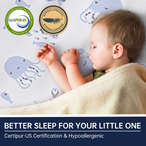 EZKLRWGF Pack and Play Mattress,38"x26" Dual-Sided Breathable Premium Memory Foam Pack N Play Mattresses Pad,Thick Mattress for Pack N Play with Washable Cover