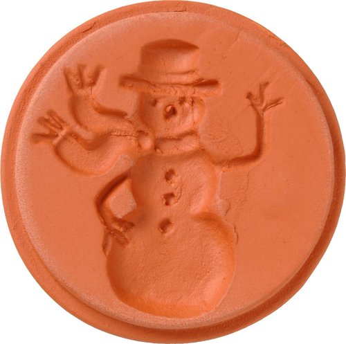 JBK Pottery Terra Cotta Cookie Stamps for Baking, Oven & Dishwasher Safe - Cookie Cutter, Molder, Stamper Press, Ideal for Cookies, Polvoron, Pastry, Shortbread, Butter Maker - Snowman-Themed Designs