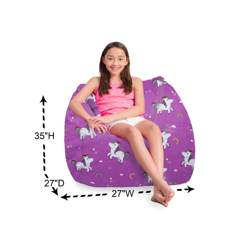 Posh Creations Coronado Bean Bag Boys and Girls Large Chair for Kids, for Gaming and Playrooms, Soft Nylon-Navy