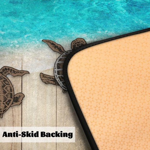 Beach Wooden Turtle Kitchen Mat Cushioned Anti-Fatigue Kitchen Rug, Ocean Sea Turtle Non-Slip Kitchen Mats and Rugs Washable Floor Comfort Runner Mat for Home Sink Laundry Bathroom 39" X 20"