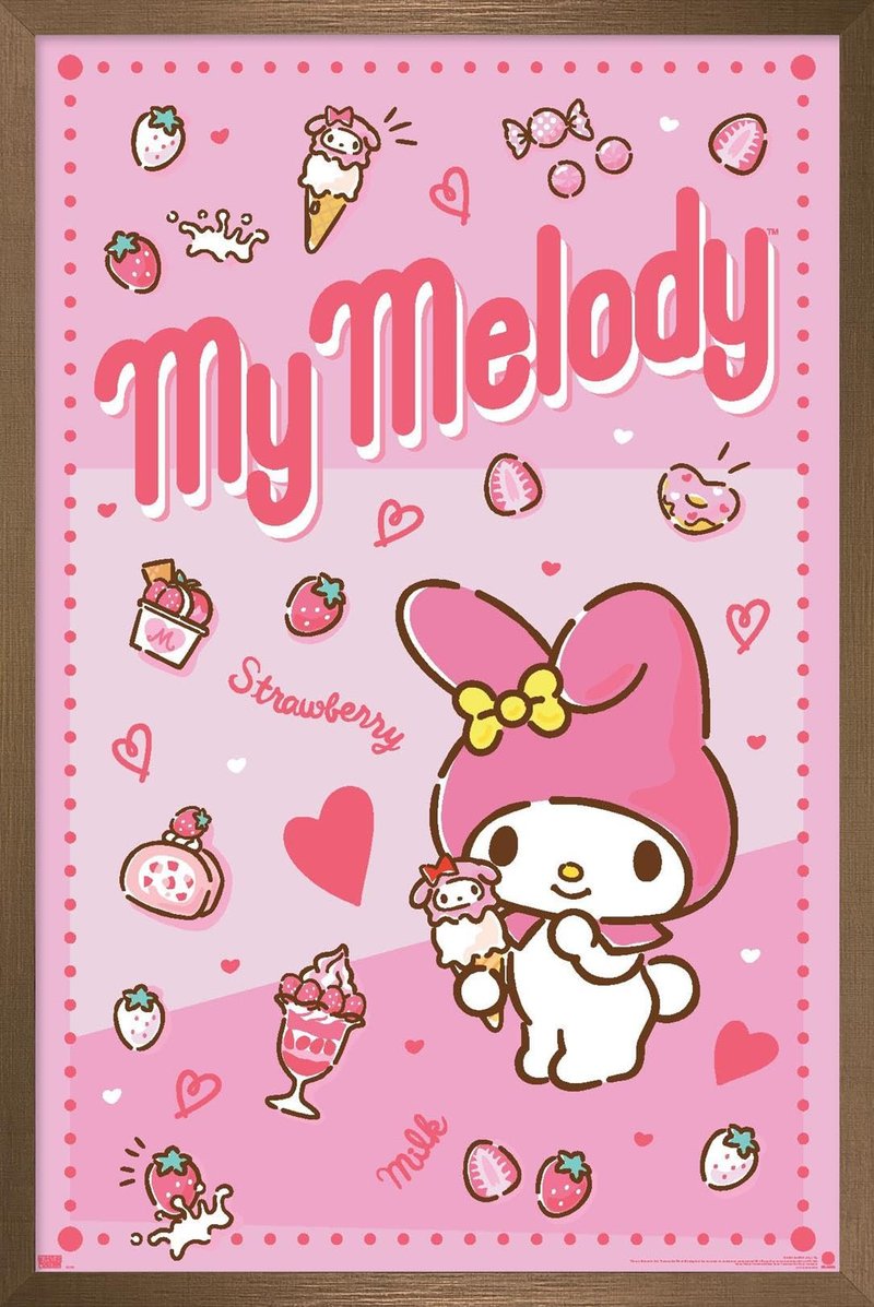 Hello Kitty and Friends: 23 My Favorite Flavor - My Melody Wall Poster, 22.4L" x 14.7W", Bronze Framed Version