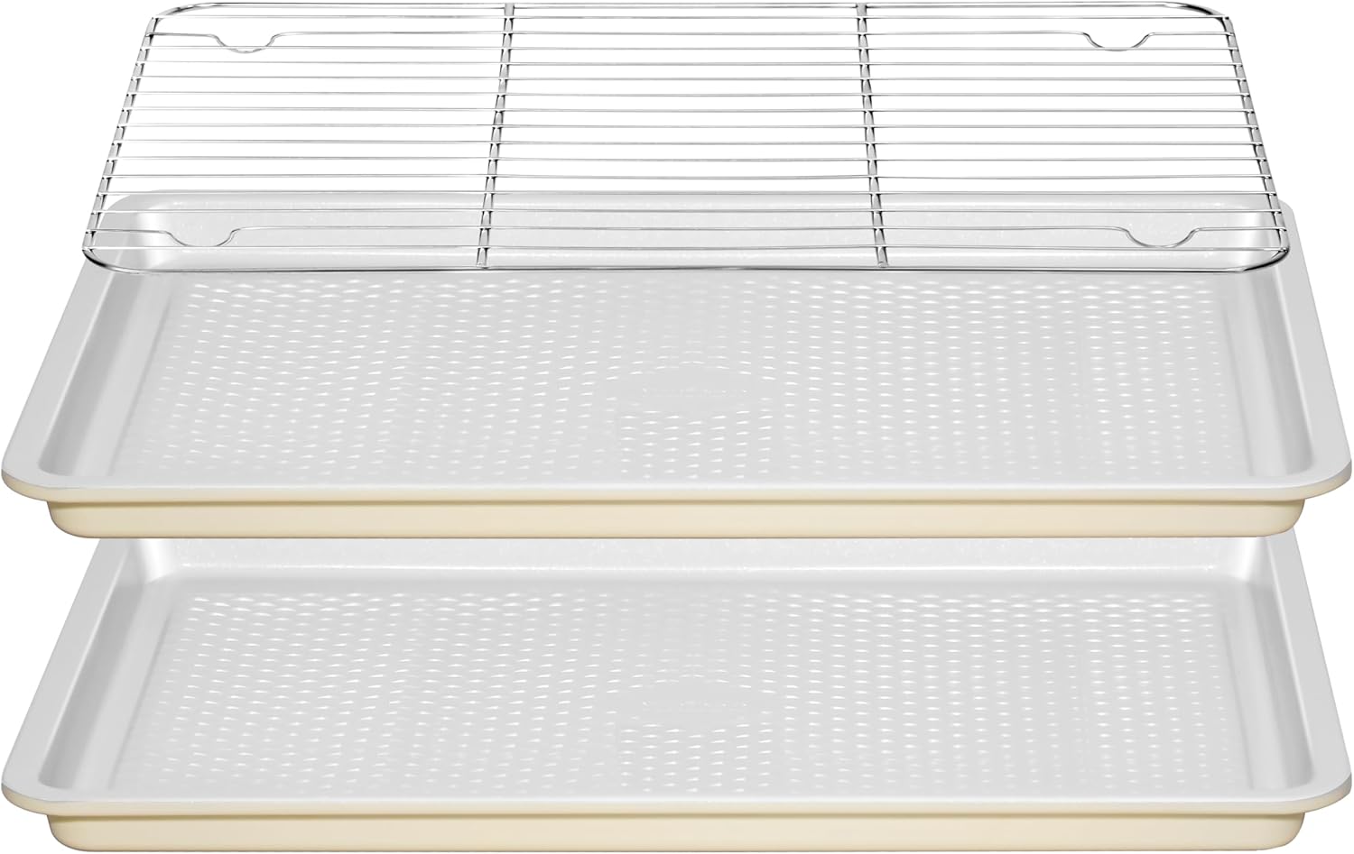Skiennix Nonstick Ceramic Baking Sheet Set - 2-Pack Half Sheet Pan, Oven Safe 550°F, Dishwasher Safe, Gray Yellow