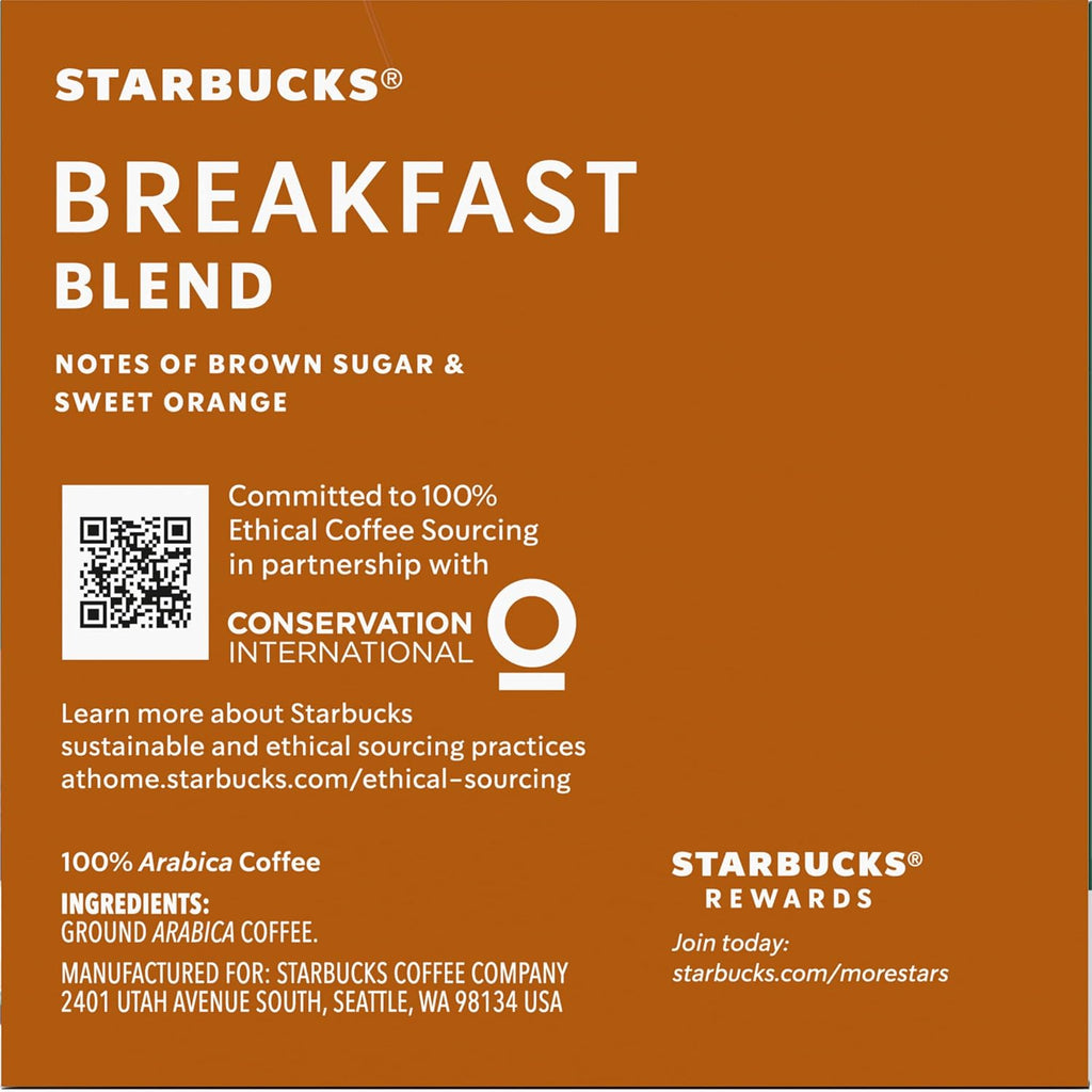Starbucks Breakfast Blend Medium Roast Coffee K-Cup Pods - 40 Count | Convenient Pack of 4 Boxes