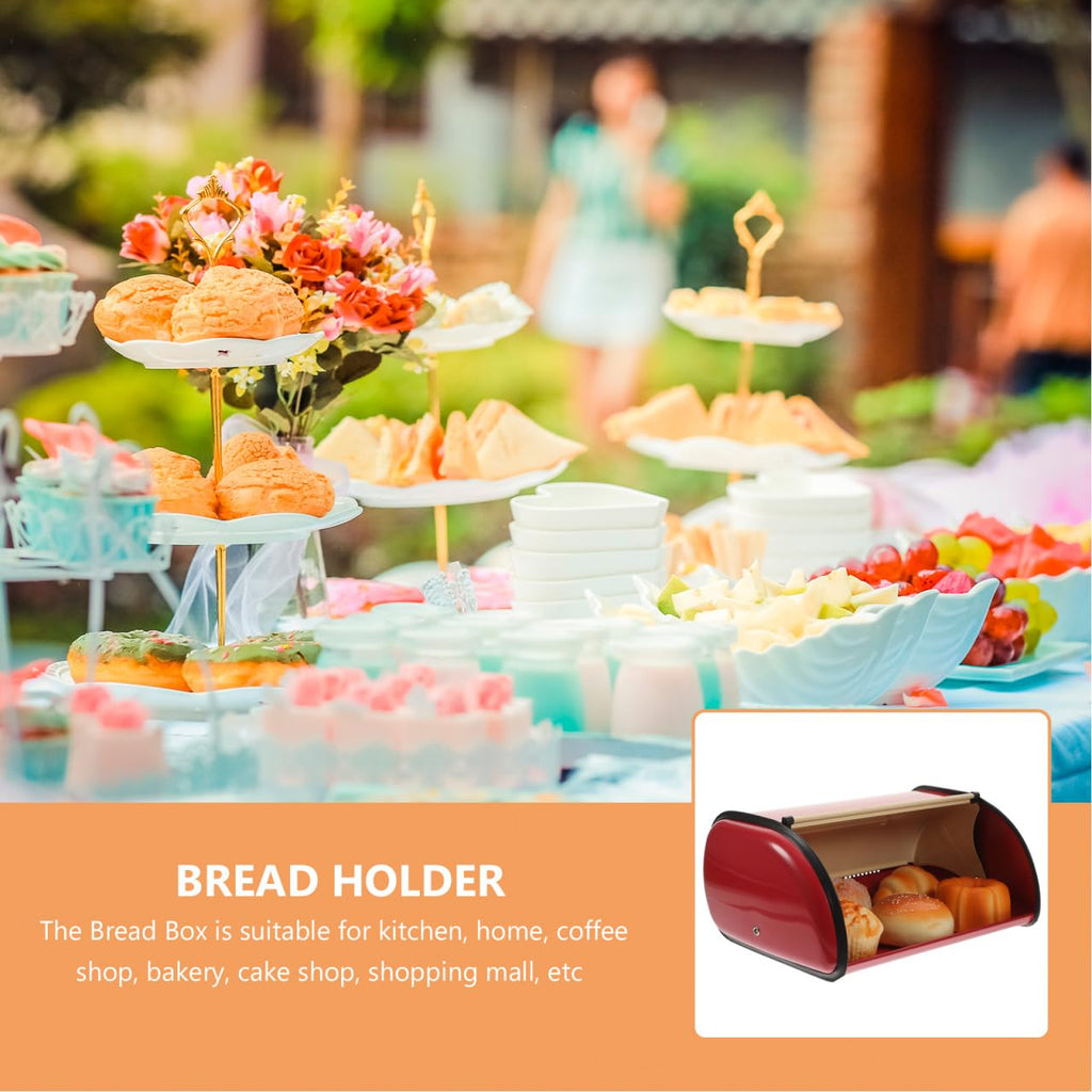 Kichvoe Bread Box for Kitchen Countertop 13.38X9.05X5.9 Inch Large Capacity Bread Storage Bin Food Organizer for Home Bakery Coffee Shop
