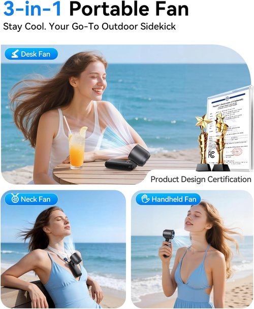DIGIX Mini Portable Handheld Fan - USB Rechargeable Personal Cooling Fan with Turbo Airflow | 100 Speeds, 120° Rotation, LED Display, Foldable Design (Black)