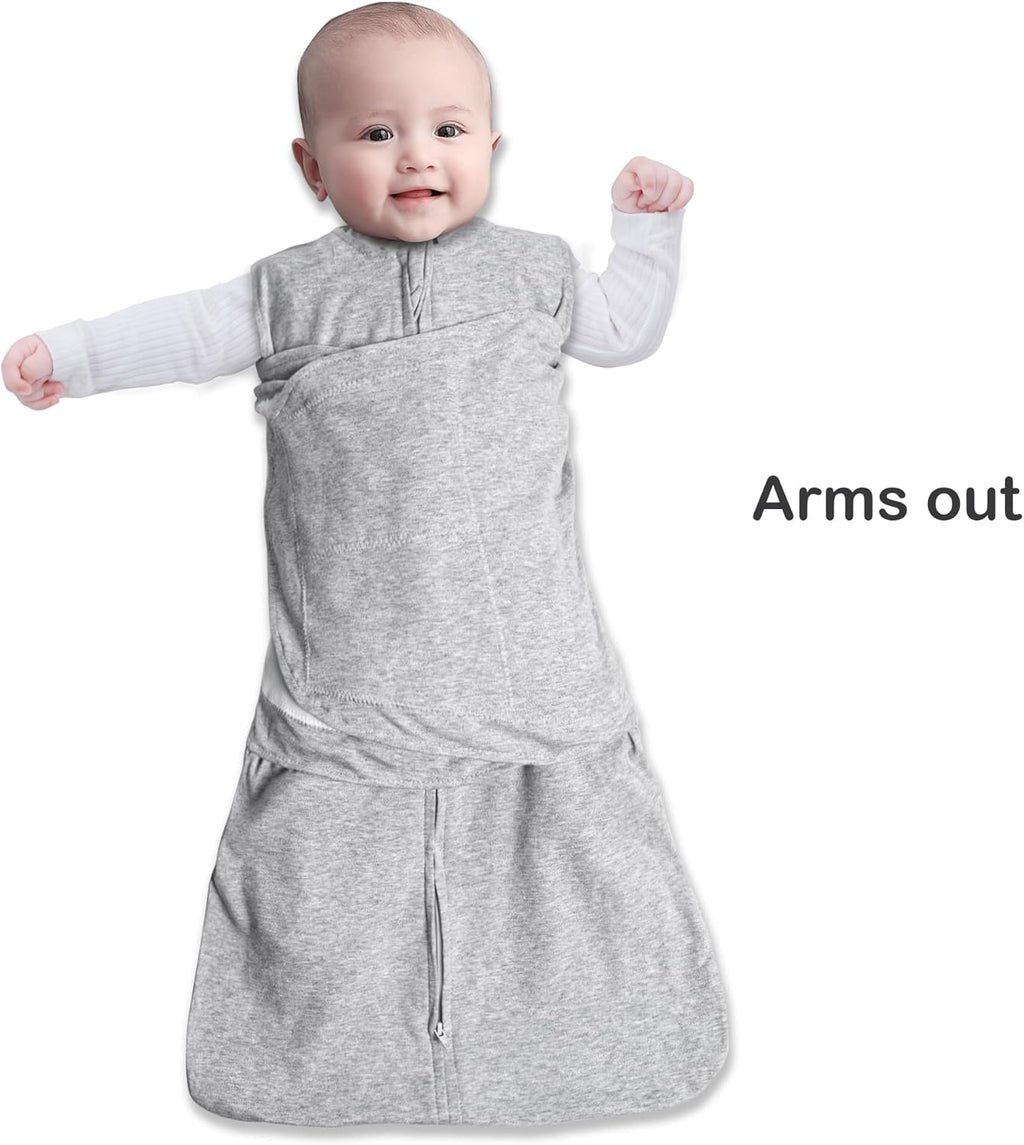 Skiennix Baby Sleep Sack Swaddle - 3-Way Adjustable Wearable Blanket | 100% Organic Cotton, 3-6 Months, 12-18 lbs, 1.0 TOG (Blue & Grey)