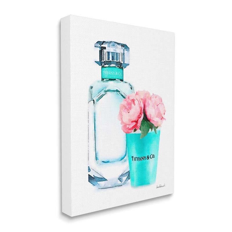 Stupell Industries 'Teal Perfume Bottle and Peonies', Canvas Art, 36 x 48 Inches, Easy to Hang and Sturdy, Made in USA, by Amanda Greenwood