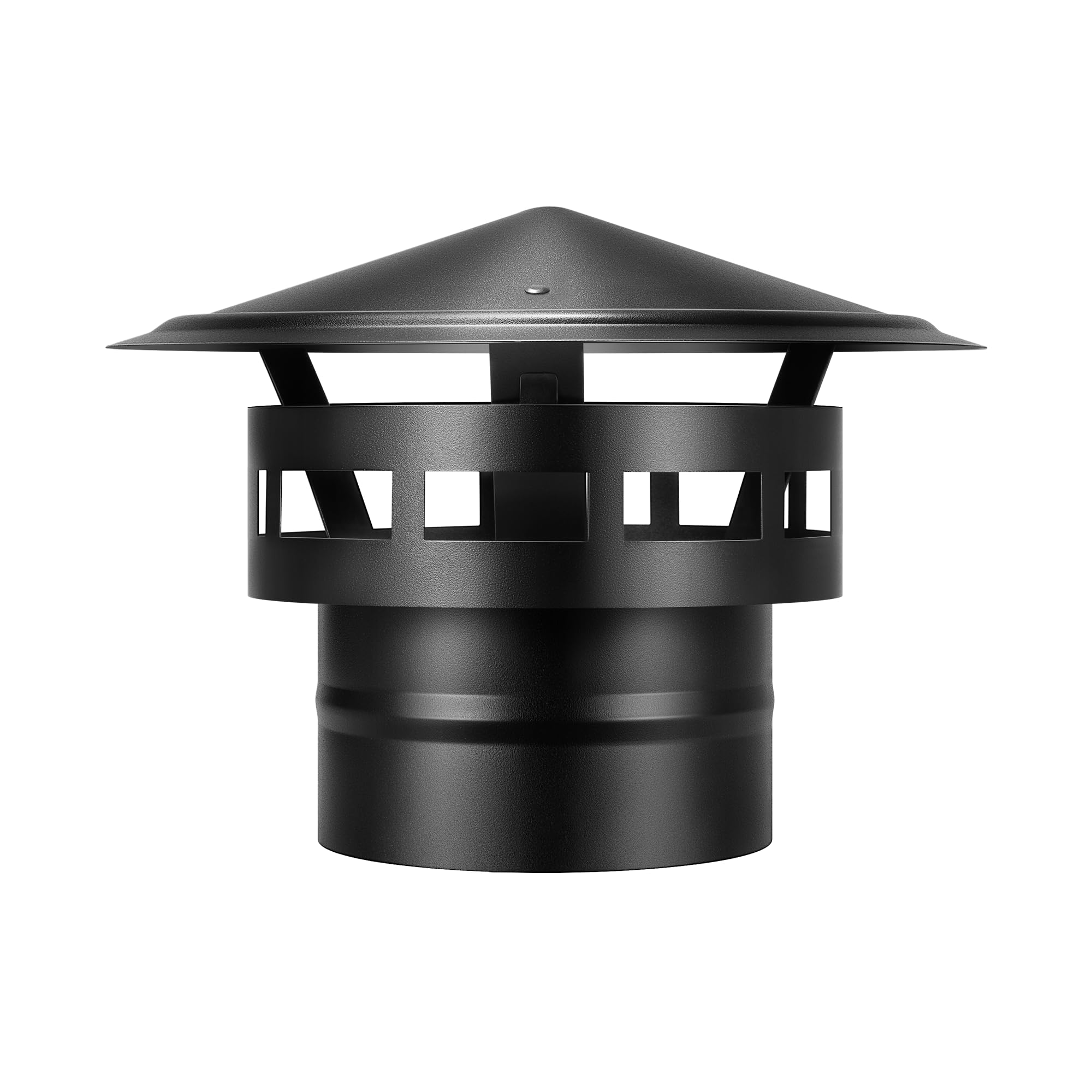 VIVOHOME 6" Cone Top Chimney Cap with Screen, Fireplace Round Chimney Cover, Galvanized Steel Exhaust Rain Caps for Outside, Easy to Install Flue Cap, Black