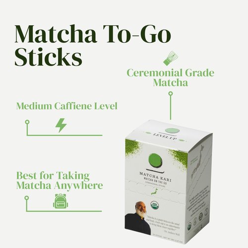 Matcha Green Tea Powder Single Serving Sticks, Dr. Weil's Ceremonial Organic Matcha Powder Singles Packets - Individual Tea Packets (6)