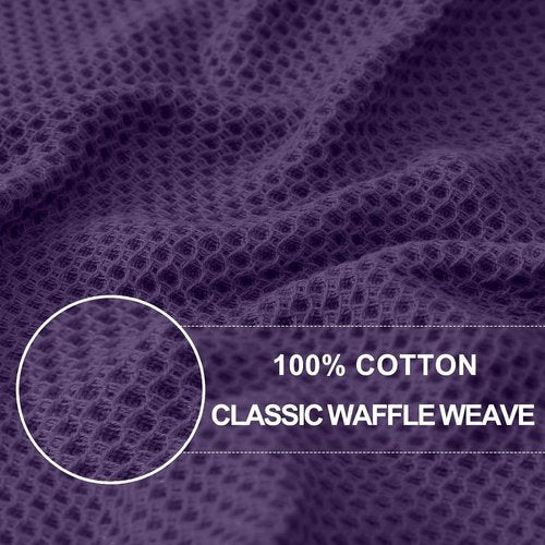 Homaxy 100% Cotton Waffle Weave Dish Cloths - Ultra Soft & Absorbent Kitchen Towels | 12x12 Inches, 6-Pack, Eggplant