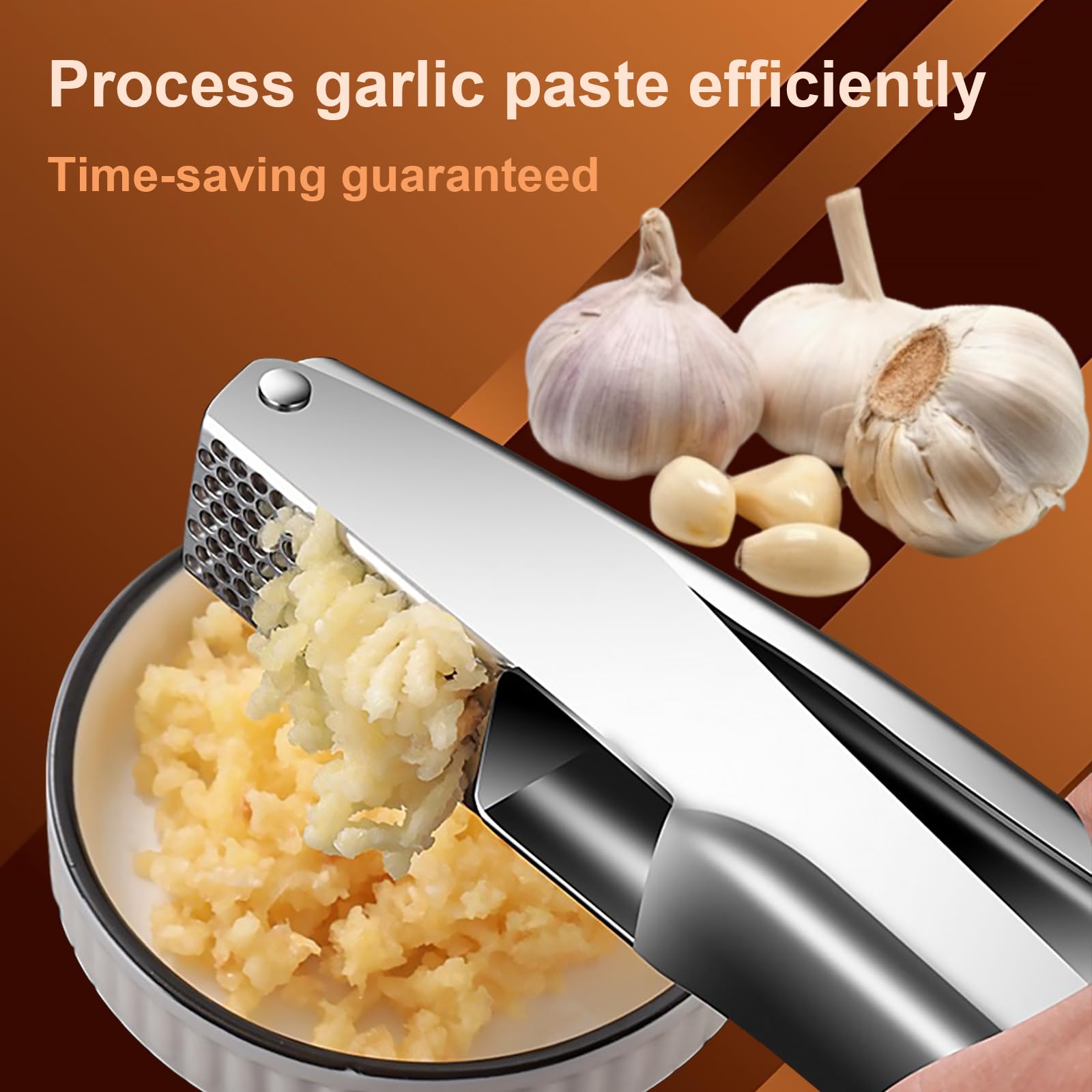 KAITION Stainless Steel Garlic Press, Premium Garlic Crusher - Leak-Proof, Easy to Clean, Rust-resistant, Dishwasher Safe!