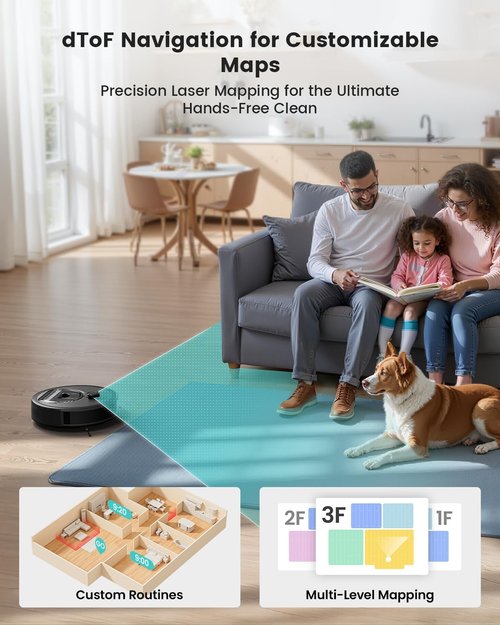 Lefant M330 Pro LiDAR Robot Vacuum & Mop - 450ml Dustbin, 190° Obstacle Avoidance, 150 Mins Runtime | Multi-Floor Mapping