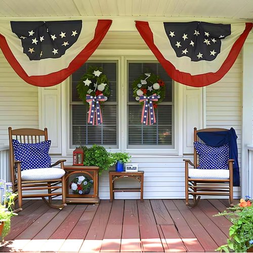 ABTOLS Patriotic Wreath Sash - Red White Stripe Satin Ribbon for 4th of July Decor | 56'' x 4.5''