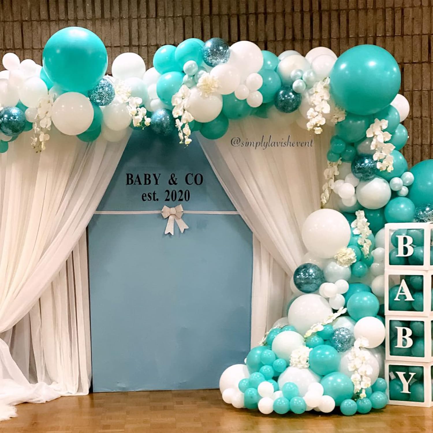 Voircoloria Teal Balloons - 130-Piece Set in Various Sizes for Baby Showers, Weddings & Birthdays