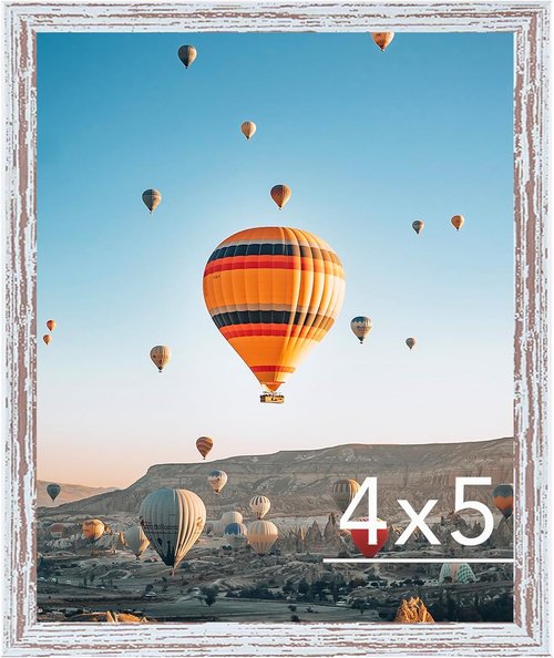 JCJMY 4x5 Rustic White Picture Frame - Versatile Wall & Tabletop Display with Shatter-Resistant Plexiglass
