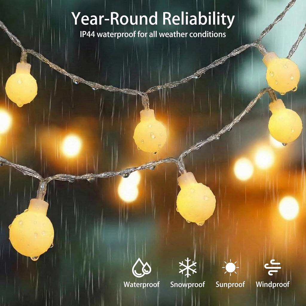 Regine Switzerland 100 LED Shatterproof Globe String Lights - 33ft Warm White Fairy Lights with Remote Timer & Dimmer | Waterproof Indoor/Outdoor Decor for Christmas & Parties