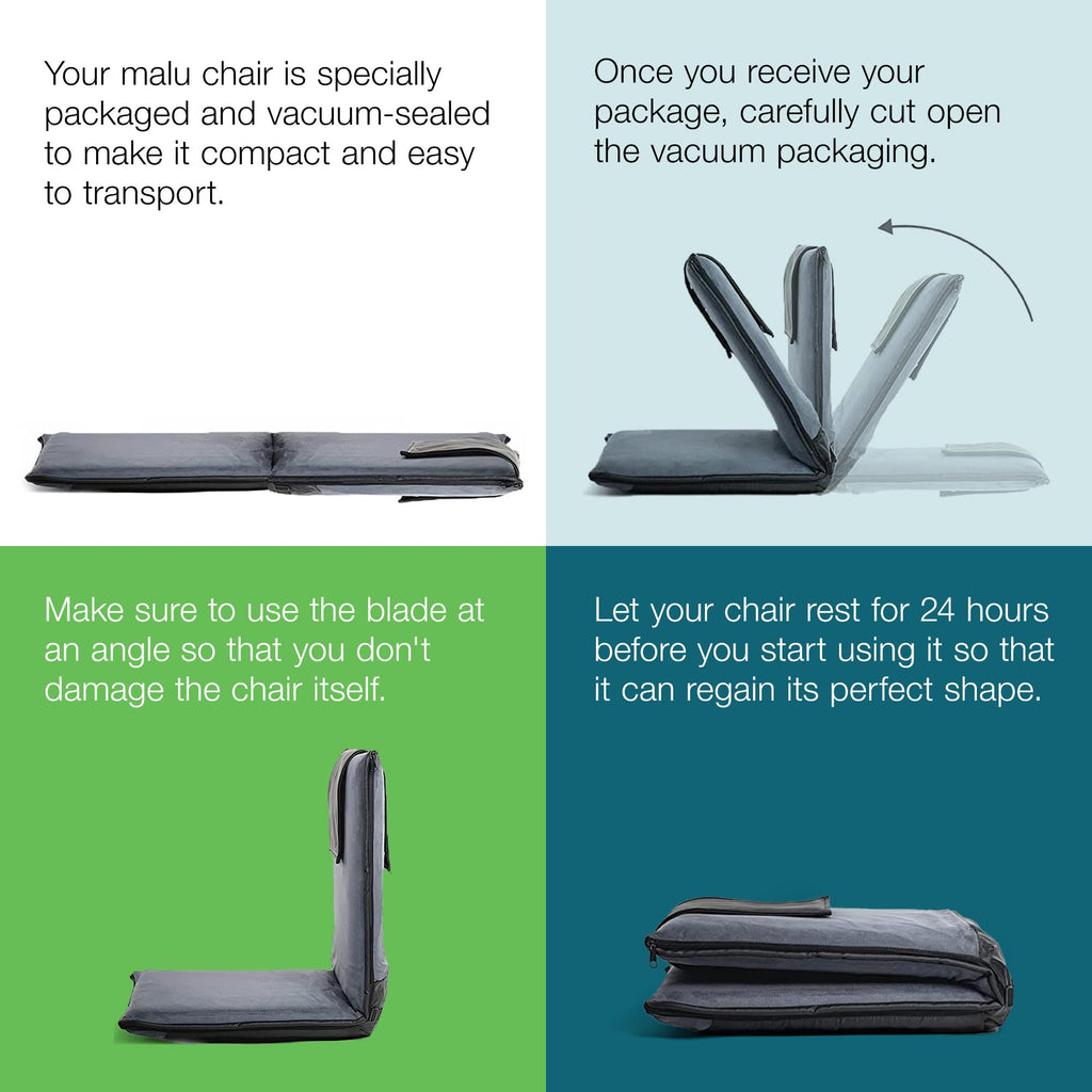 malu Portable Extra Large Padded Floor Chair w/Back Support – Japanese Meditation Cushion, Comfortable Folding Backrest, Removable Easy Wash Cover - Forest Green